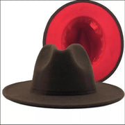 BROWN FEDORA WITH RED BOTTOM