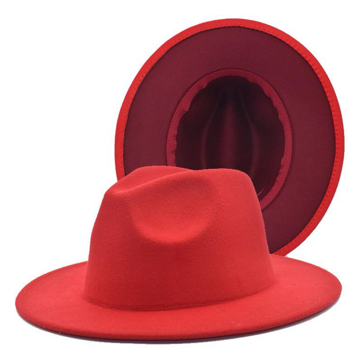 RED FEDORA WITH MAROON BOTTOM