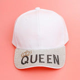 White/Silver Nylon Queen Hat