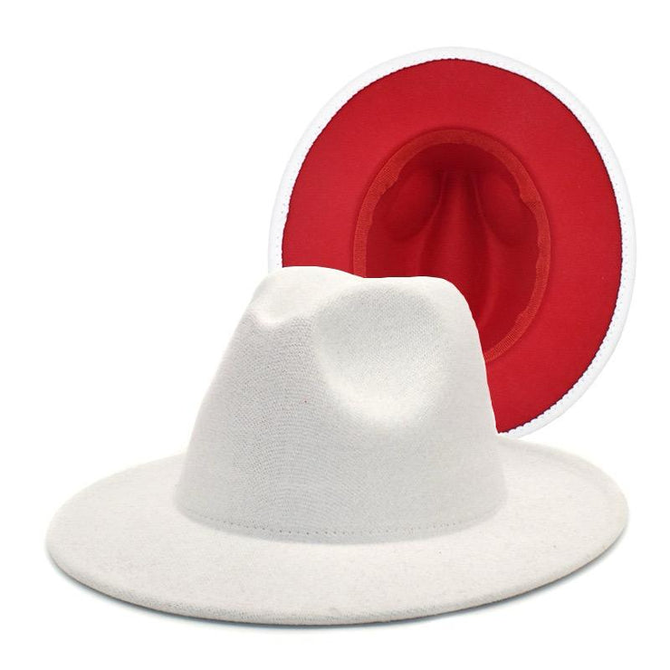 WHITE FEDORA WITH RED BOTTOM