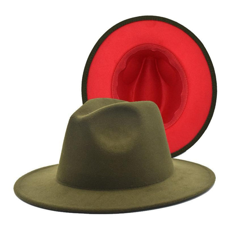 DARK LIME FEDORA WITH RED BOTTOM