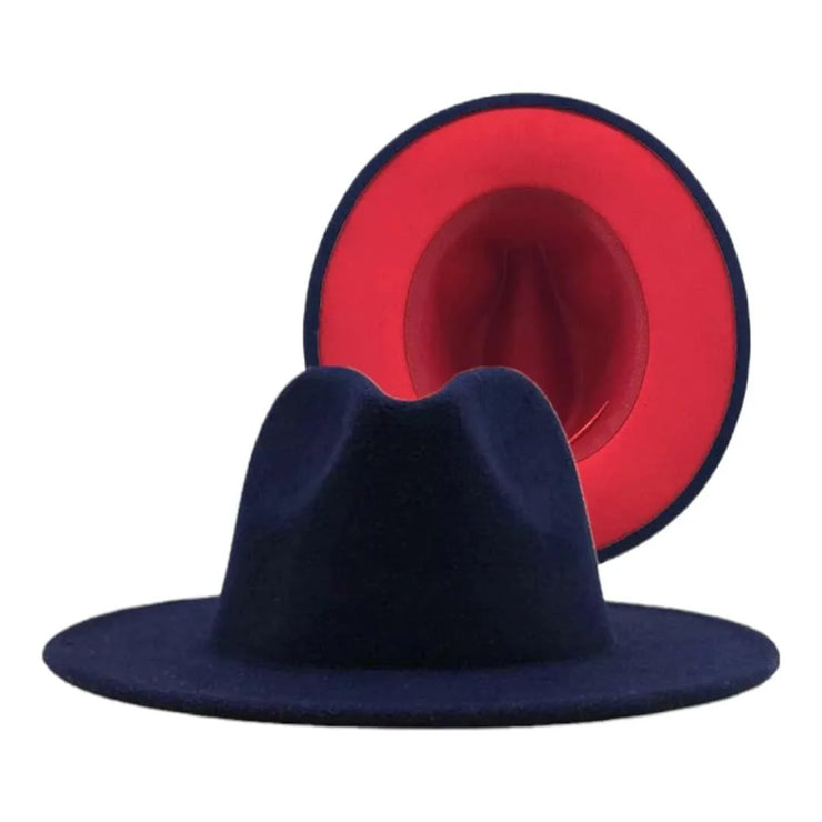 NAVY BLUE FEDORA WITH RED BOTTOM