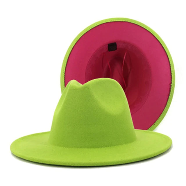 DARK LIME FEDORA WITH RED BOTTOM