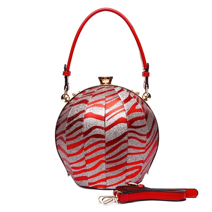 Zebra and Red Leather Bag