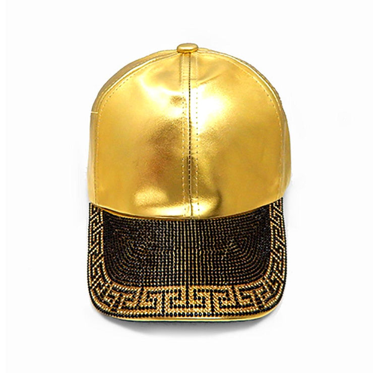 Gold and Black Leather Hat