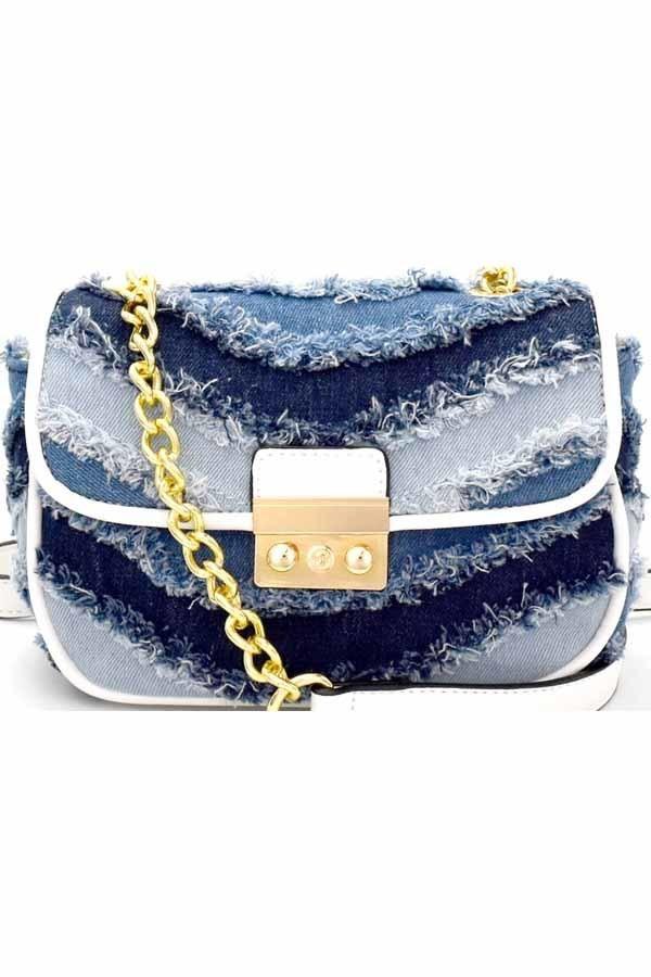 White and Navy Blue Satchel